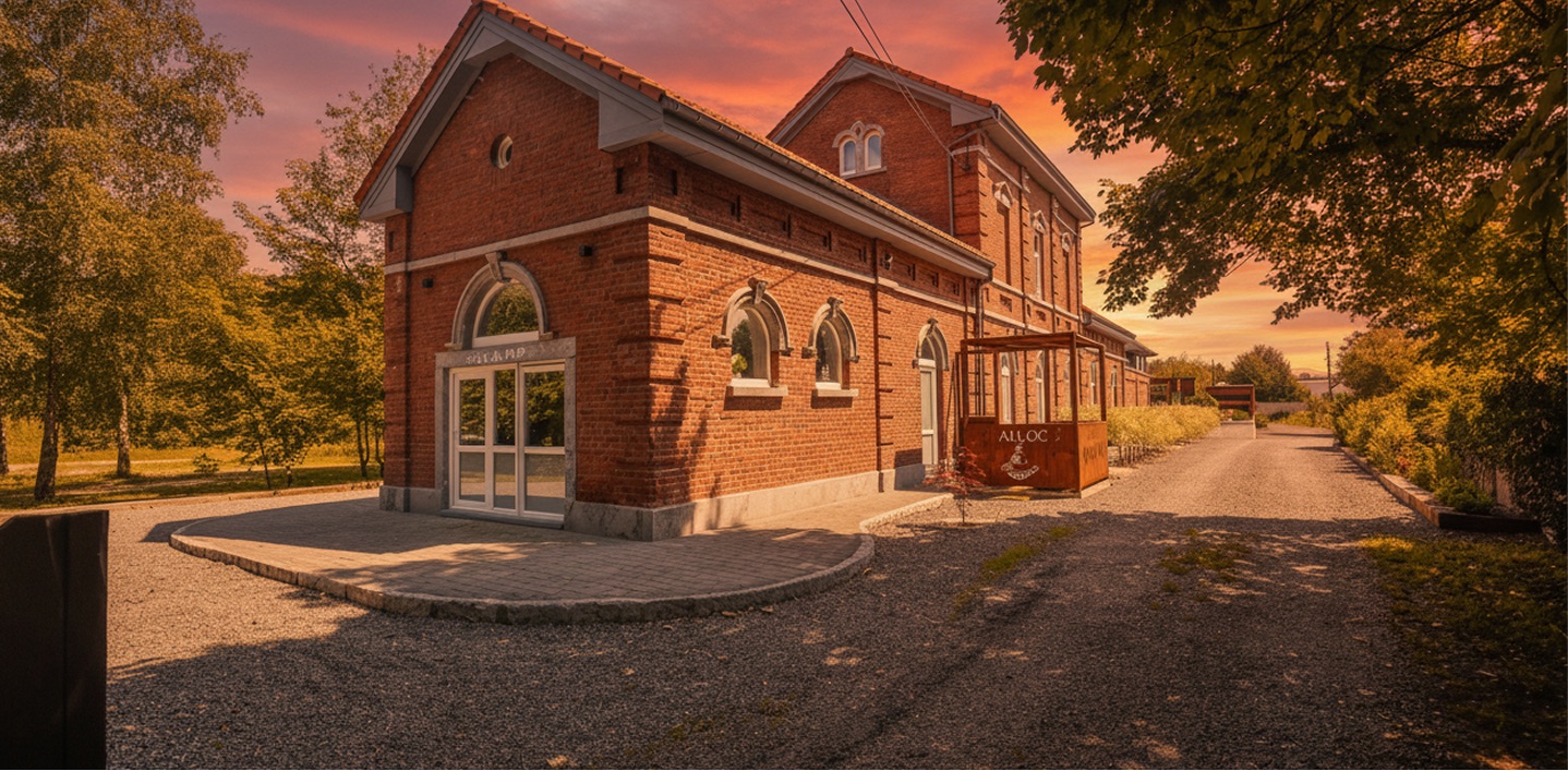 Le quai de la gare de Quai-Bailen's au crépuscule
